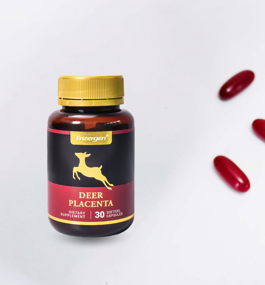 Product image of Deer Placenta 10000mg Power 30 from KiwiCorp – concentrated vitality and skin health capsules.