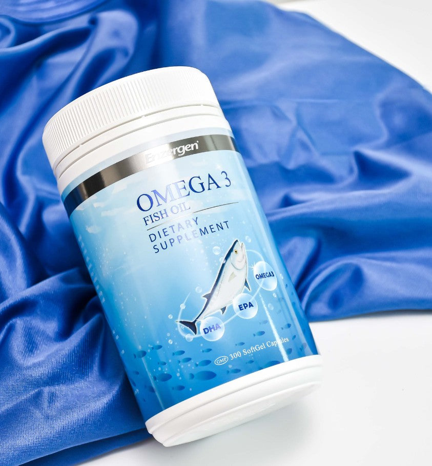 Product image of Omega-3 1000mg Fish Oil from KiwiCorp – triple-strength supplement for heart and brain support.