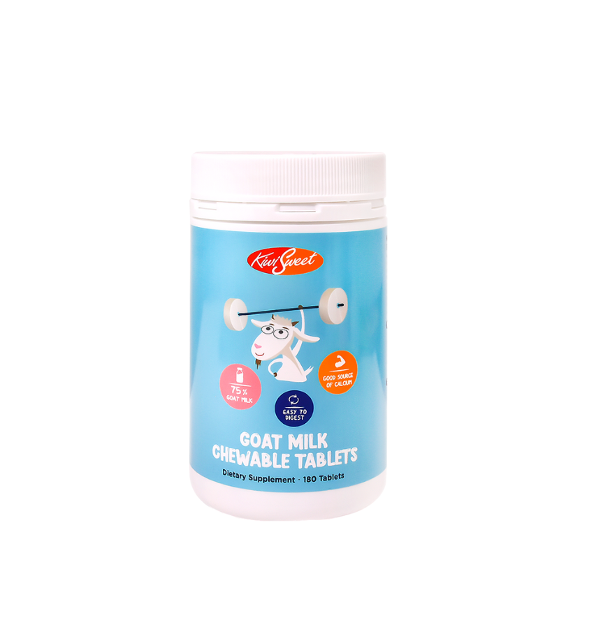 Product image of KiwiSweet Goat Milk Chewable Tablets (Original) from KiwiCorp – natural goat milk supplement for kids and adults.