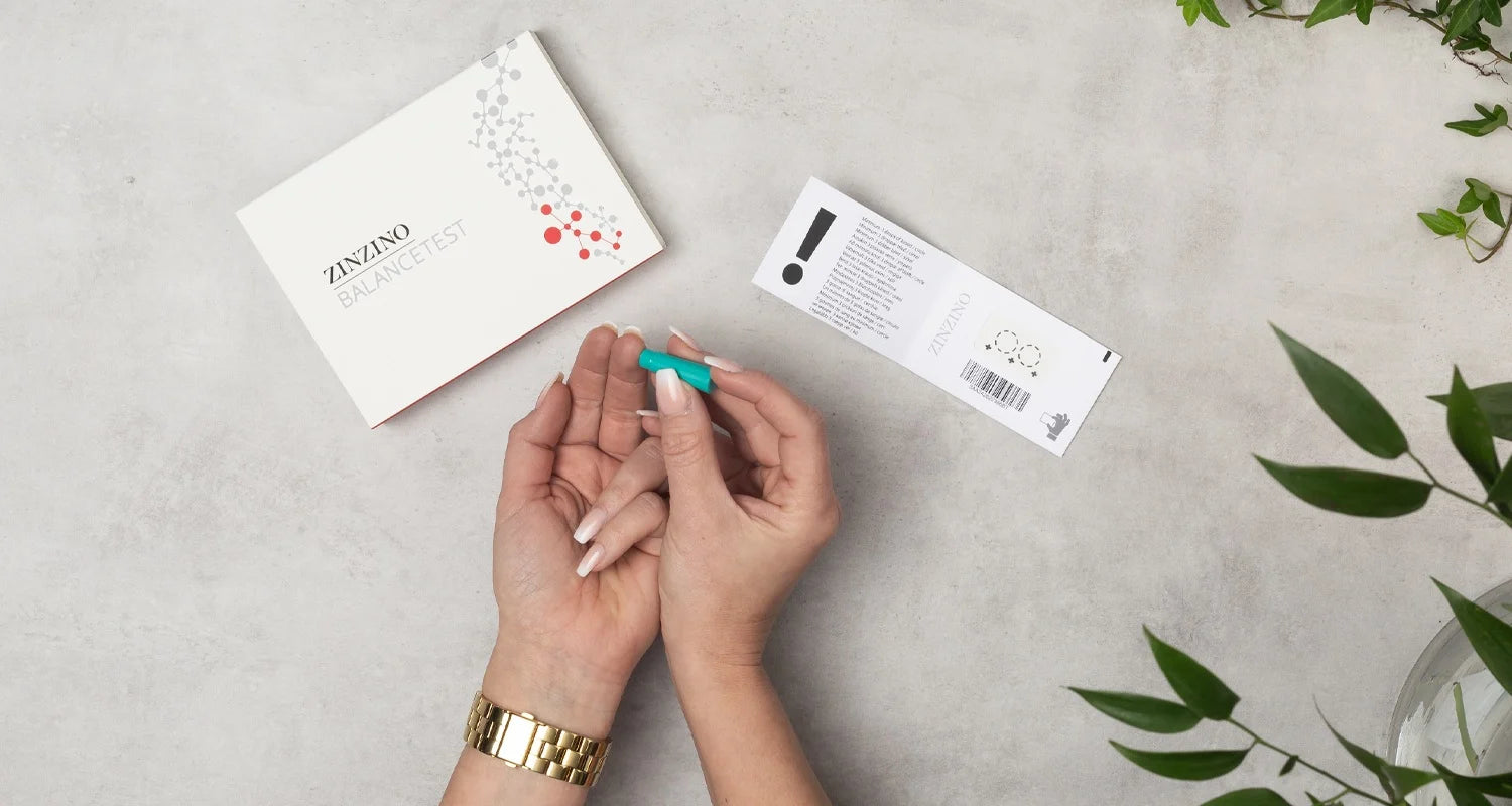 Product image of ZINZINO BalanceTest from KiwiCorp – home blood test kit to measure omega-6:3 ratio.