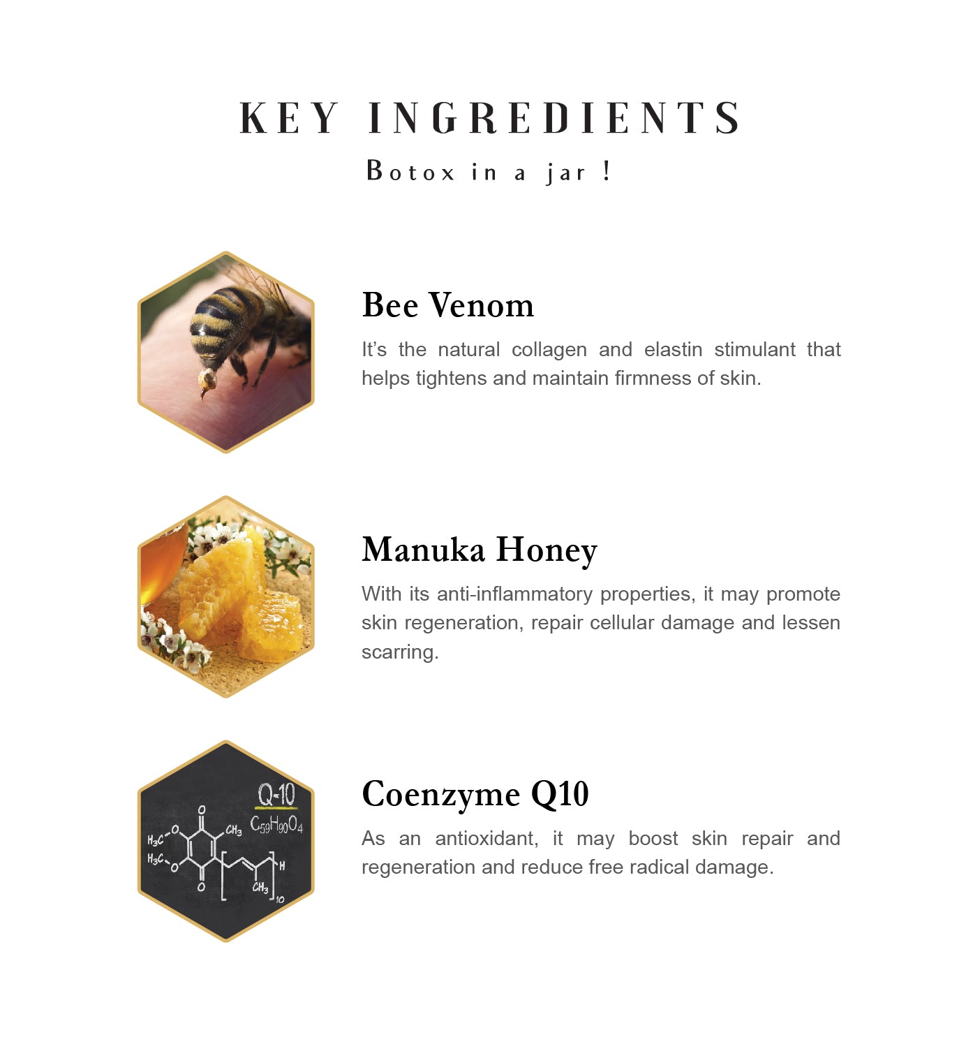 Product image of Bee Venom Mask with Coenzyme Q10 from KiwiCorp – lifting and firming face treatment mask.