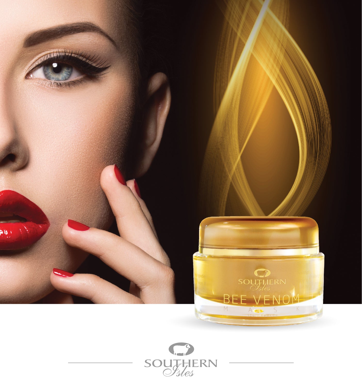 Product image of Bee Venom Mask with Coenzyme Q10 from KiwiCorp – lifting and firming face treatment mask.