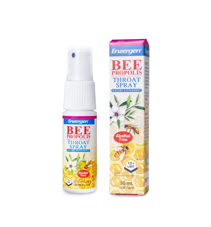 Product image of Bee Propolis Throat Spray (Alcohol-Free) from KiwiCorp – soothing oral spray for throat comfort.