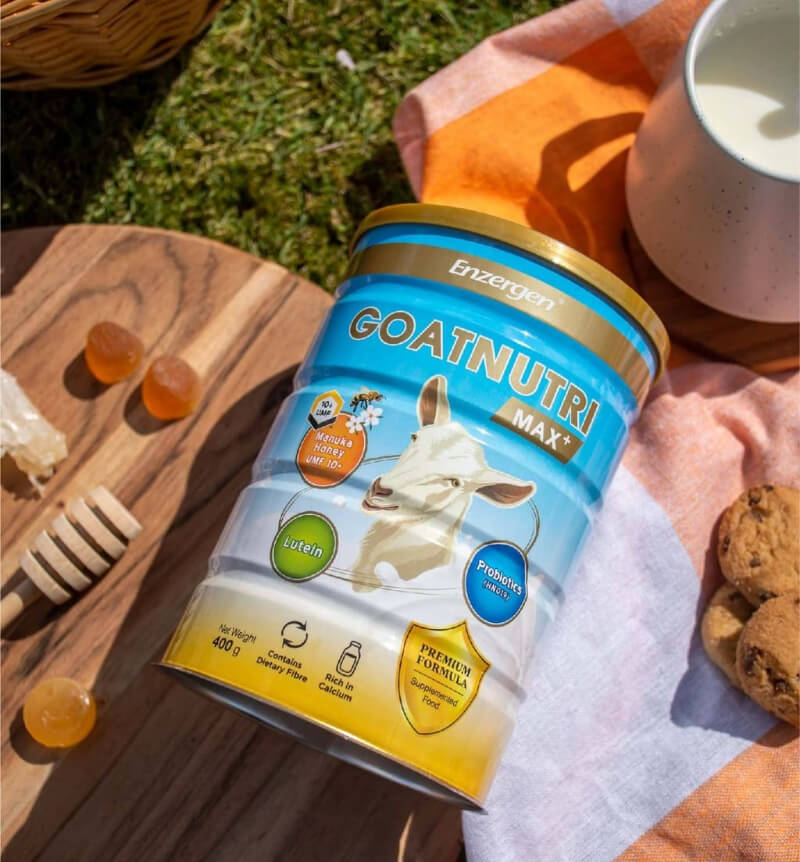 Goatnutri MAX goat milk powder with Manuka honey probiotics and lutein