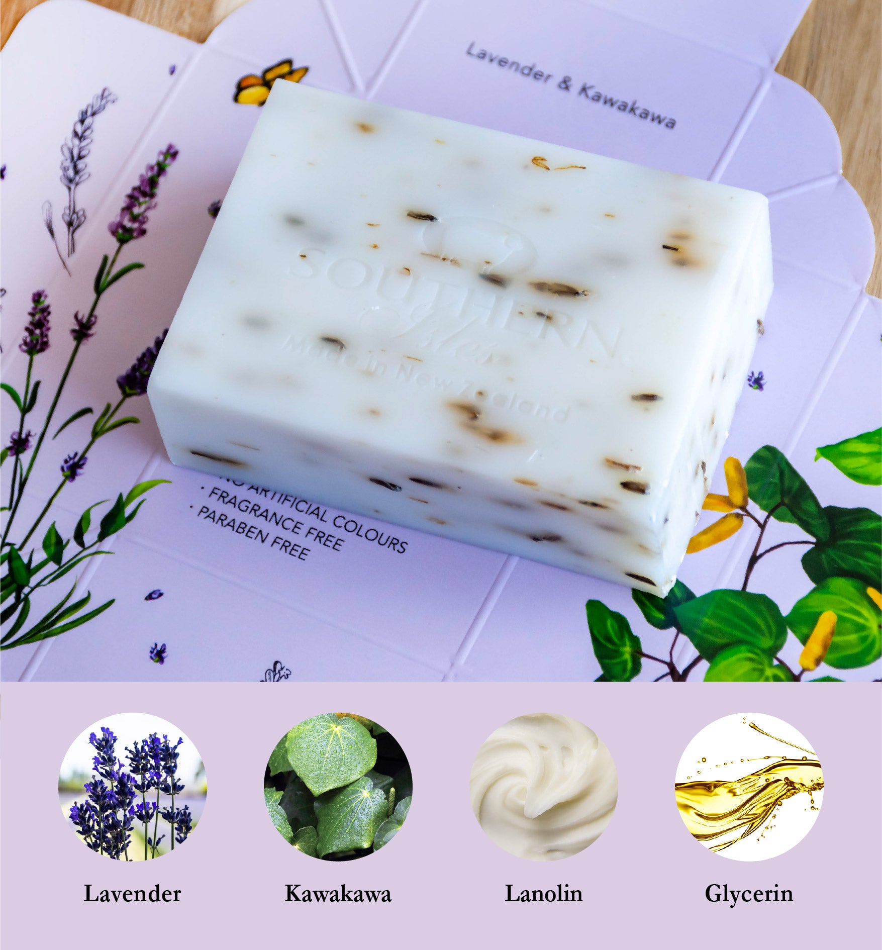 Lavender and Kawakawa Soap for gentle cleansing and skin